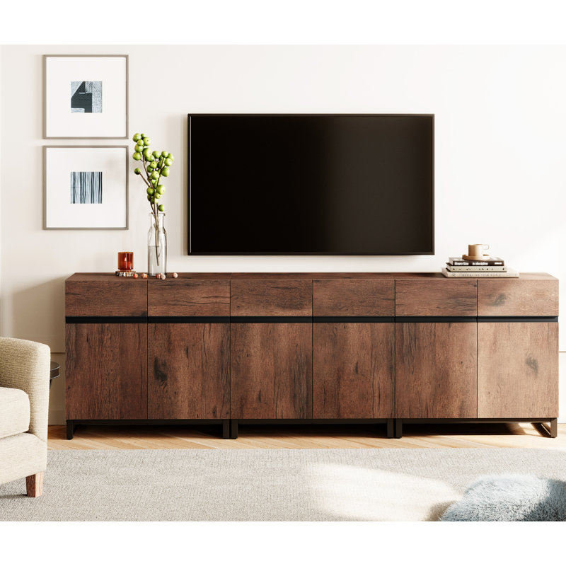 Modern 3-In-1 TV Stand For Tvs Up To 100 Inches, Entertainment Center With Metal Base And Adjustable Shelves, Media Console For Living Room And Bedroom, Brown