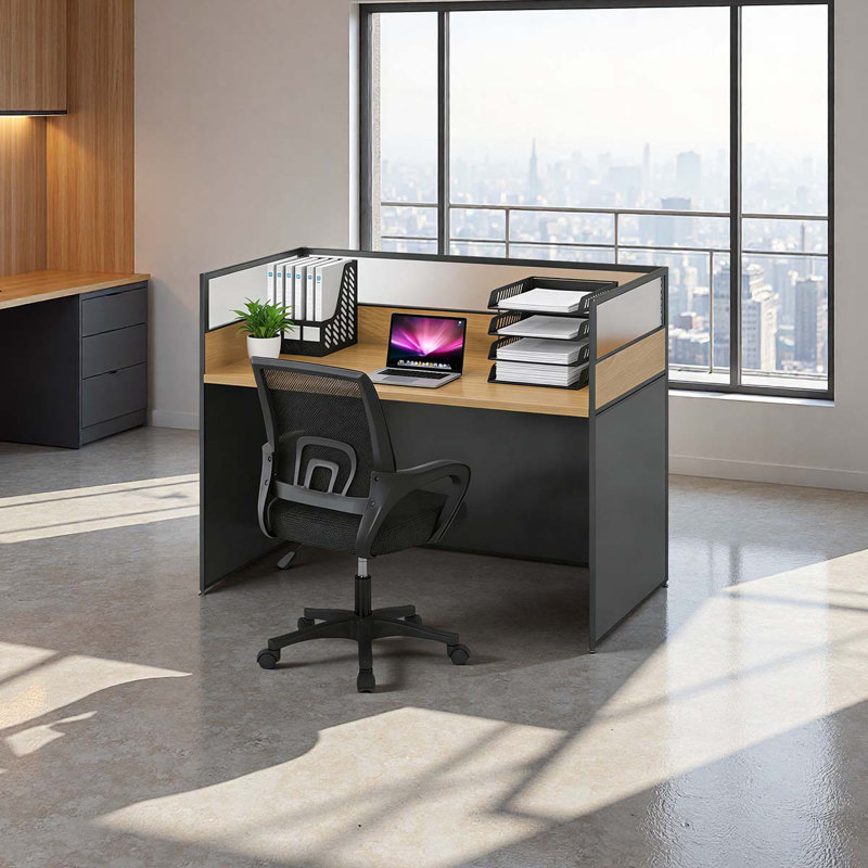 Rectangular Office Cubicle, Computer Desk,equipped With Cable Management Device And Officechair