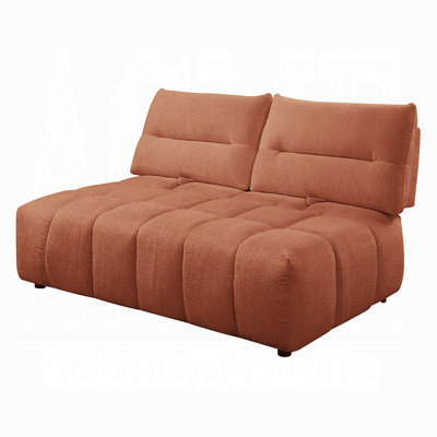 Causeuse modulaire en lin rouge avec dossier réglable Loanna