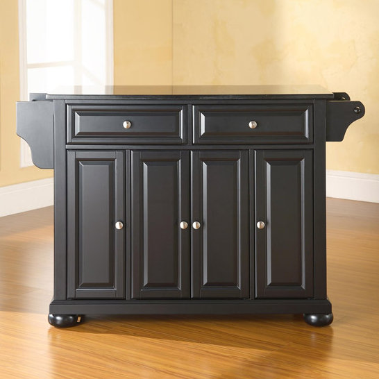 Monty Granite Top Kitchen Island, Black