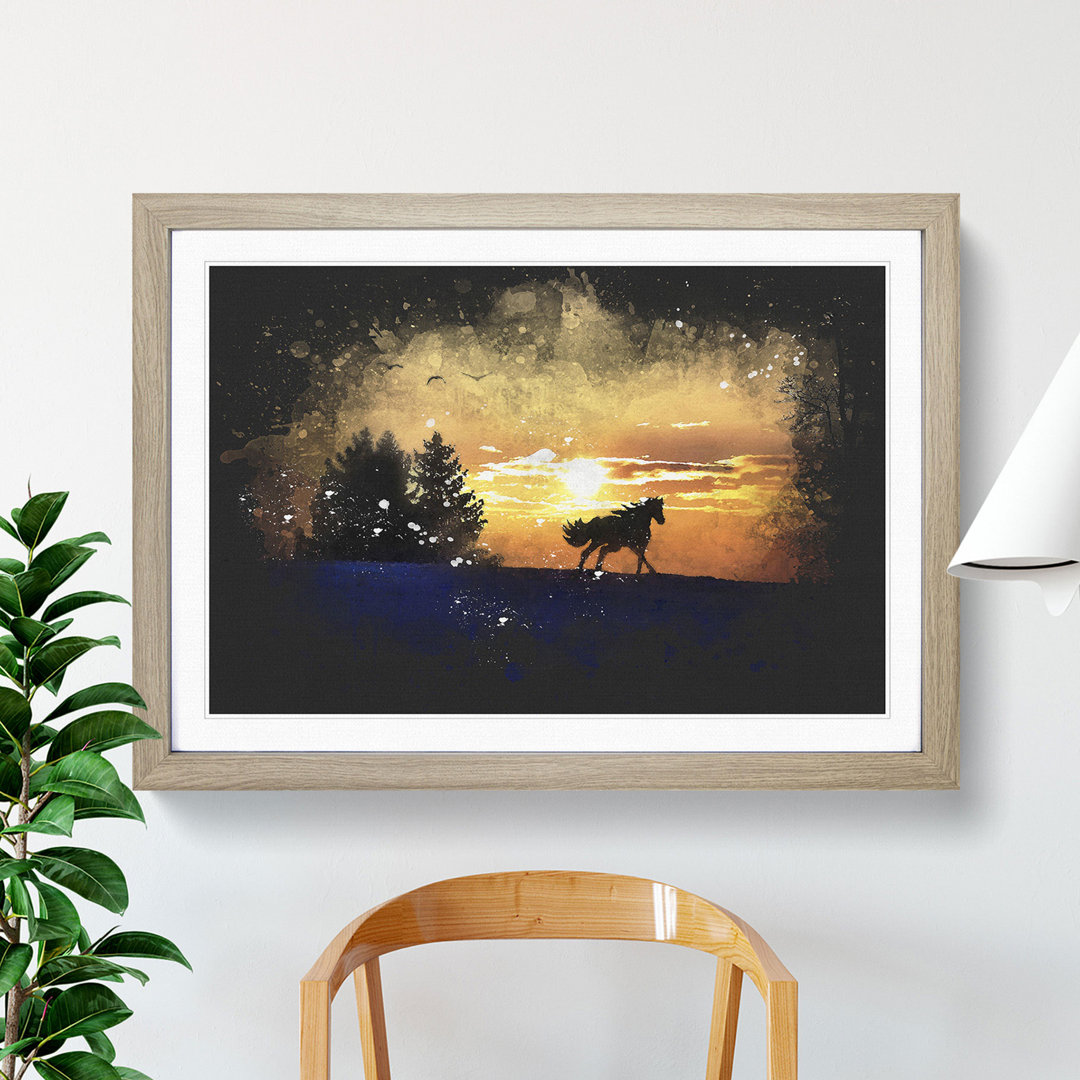 Wild Horse at Sunset Vol.2 Paint Splash - Picture Frame Graphic Art