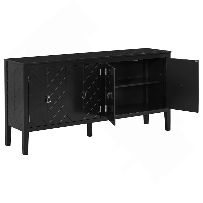 4-Door Storage Cabinet, Black