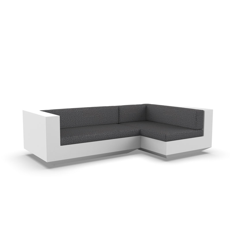 Vela 102.25" Wide Outdoor Reversible Patio Sectional with Cushions, Right Hand Facing, White, White