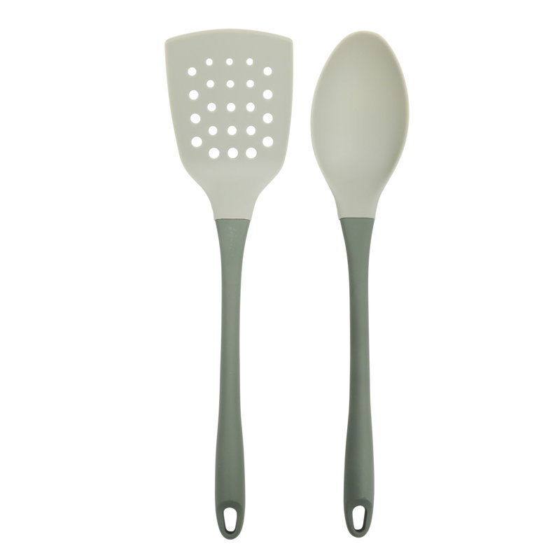 Sage Green Aluminum Nonstick 10-Piece Cookware Set with Kitchen Tools