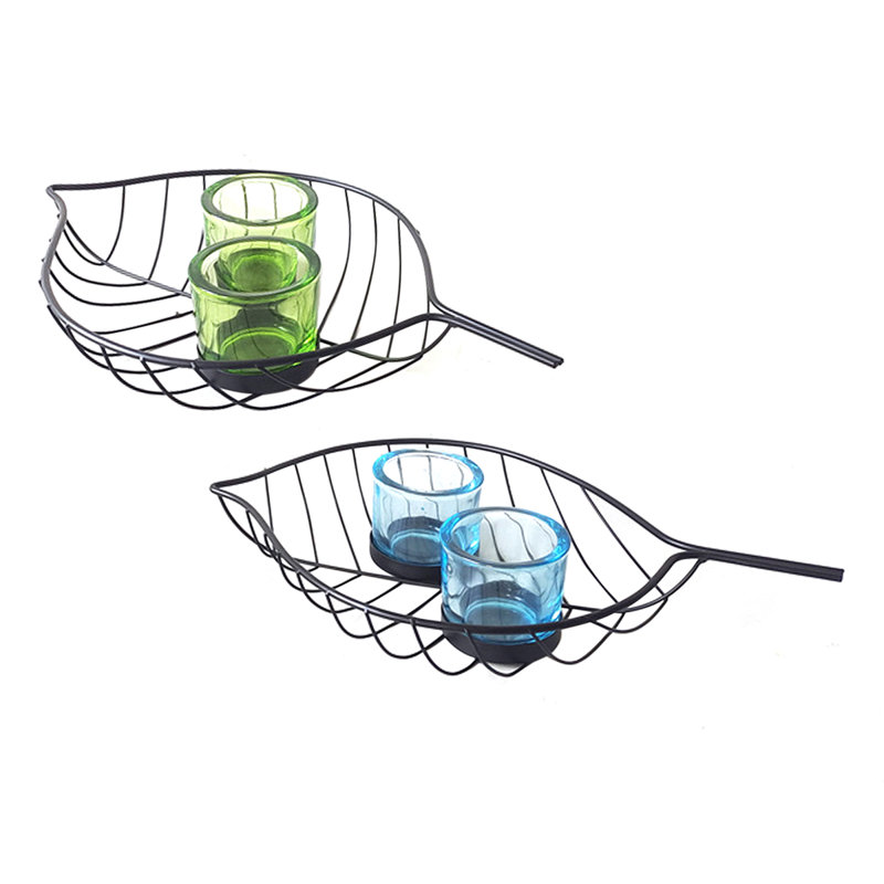 2 Piece Glass Tabletop Tealight Holder Set