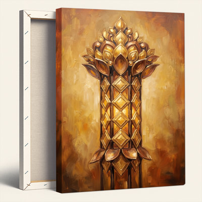 Art mural sur toile Gallery Wrap pour le salon, la chambre à coucher, le bureau ou le vestibule - décoration murale décorative avec lance dorée
