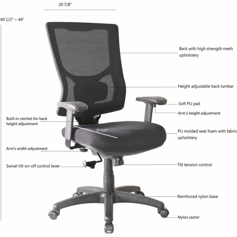 Lorell Black Mesh High-Back Swivel Office Chair