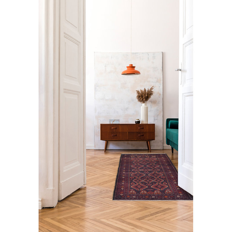 Teimani Black, Red Rug 3'3" x 6'10"