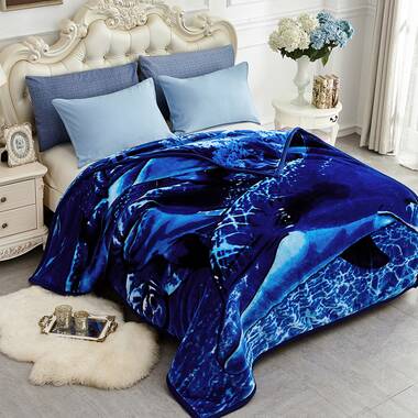Blue Floral Queen of Heaven Minky Blanket