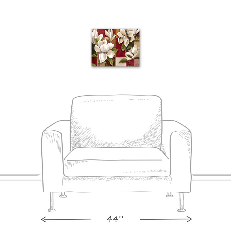 Patchwork de magnolias sur toile, H 11 po x l 14 po x P 1,25 po