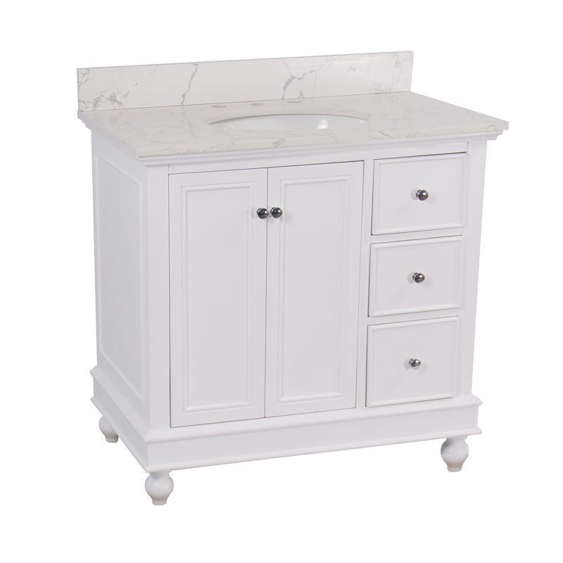 Ensemble de meuble-lavabo simple 36 po Ferdinand, Blanc, Marbre d'ingénierie
