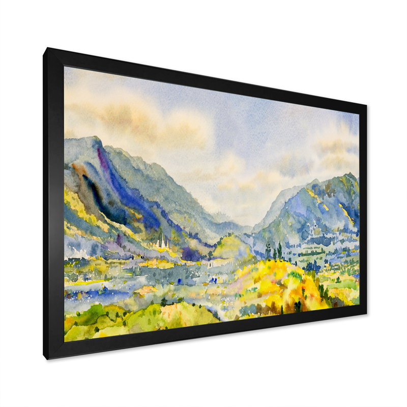 «Panorama Mountain Landscape - Floater Frame, reproduction sur toile», Cadre photo noir, H 8 po x l 12 po x P 1 po