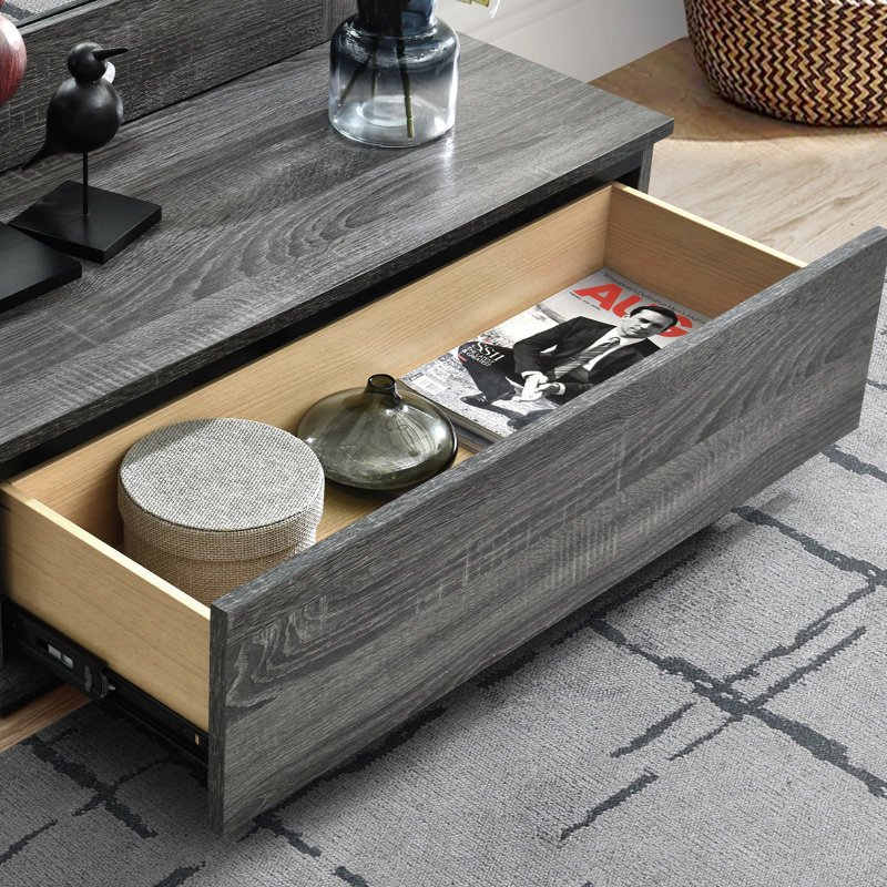 Grey Wash Finish Mirror With Led And Speakers, Floor Length, Solid Wood+ Filler, Perfect For Small Rooms Drawer, Suitable Container Homes