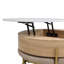 Table basse moderne à plateau relevable avec rangement et trois repose-pieds, offrant une polyvalence fonctionnelle pour les espaces de vie contemporains-224143768