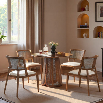 Vintage White Waxwood Round Dining Table