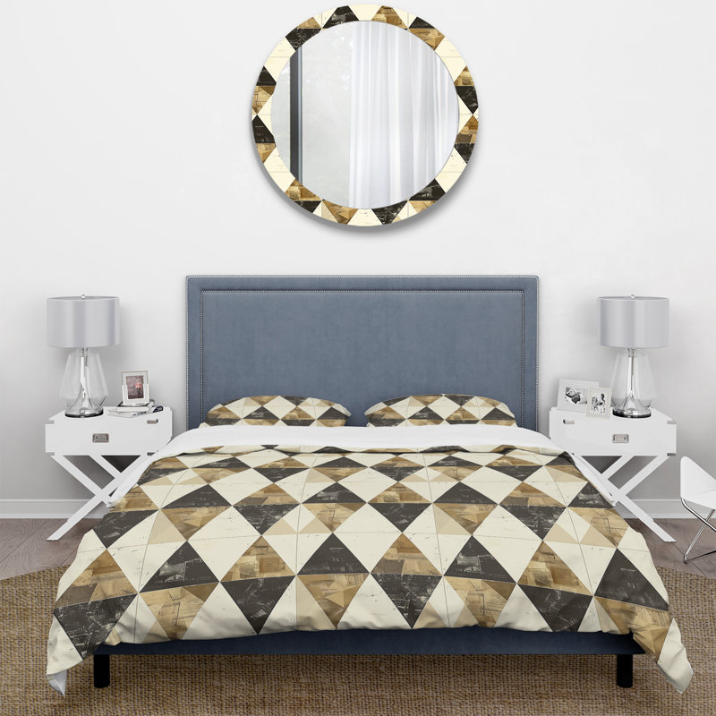 Ensemble de housse de couette Mid-Century Brown, Housse de couette très grand + 2 taies décorativ