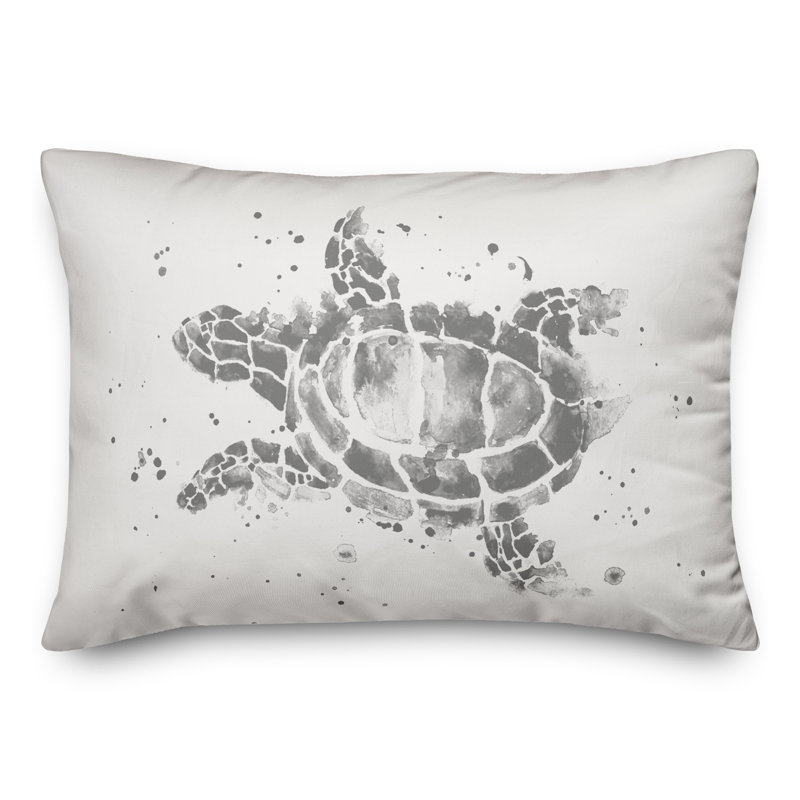  Housse et insert de coussin rectangulaire Splatter Sea Turtle, Gris