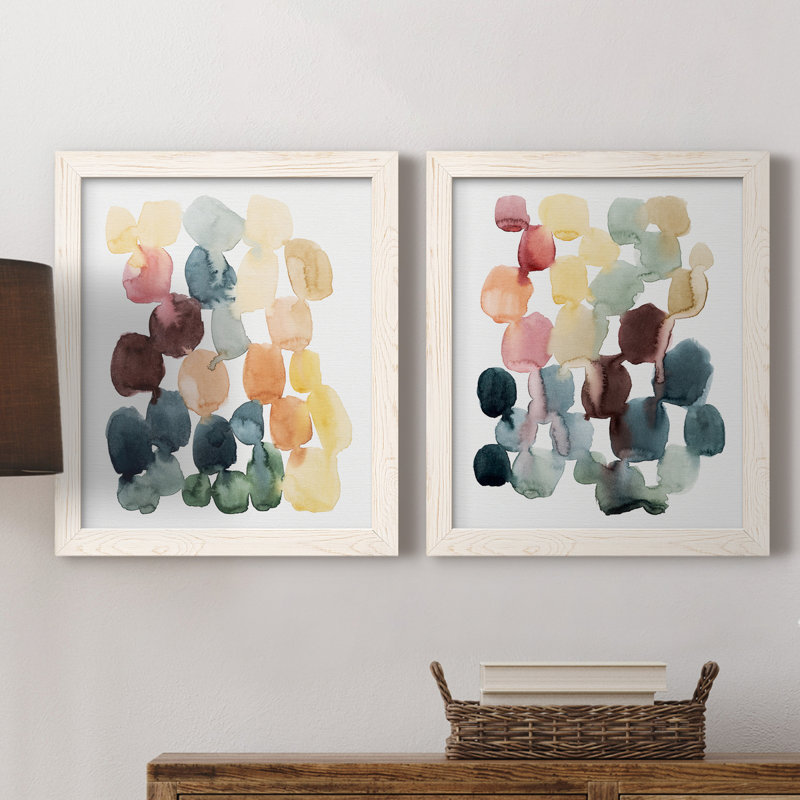 Desert Stones I - ensemble de 2 peintures sur toile encadrées, Blanc, H 24 po x l 36 po