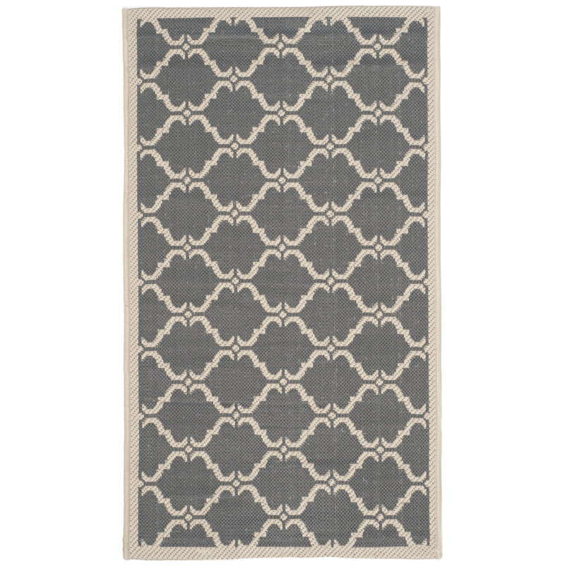 Tapis anthracite/beige à motif géométrique Herefordshire, Rectangle 2 pi 7 po x 5 pi