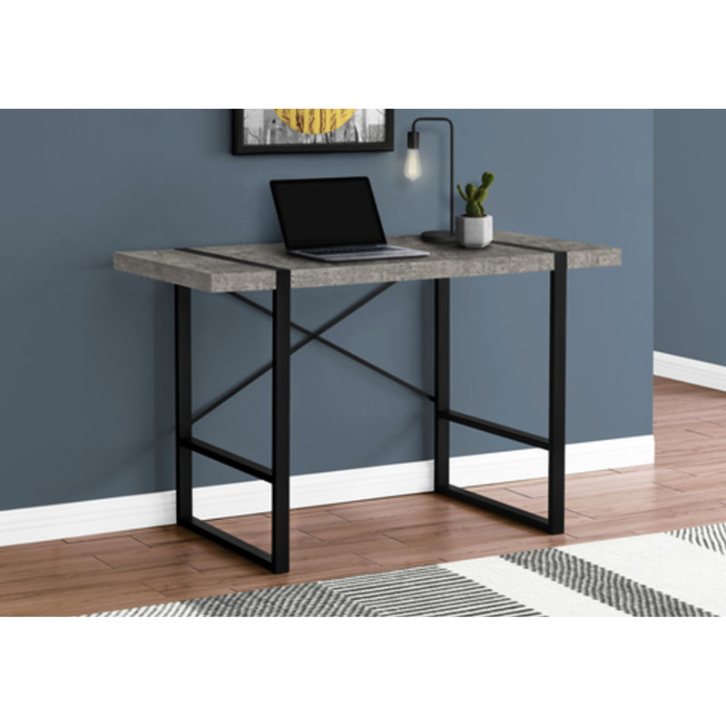 Bureau à domicile - Bureau 49 po avec pieds en stratifié aspect béton gris et cadre en métal noir