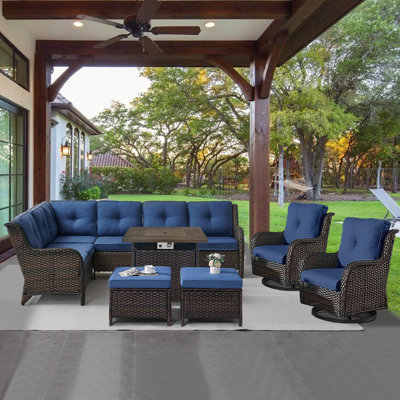 Bonia 10-Person Gliding Outdoor Sectional Seating Group with Cushions