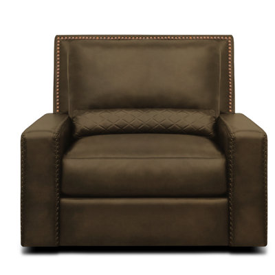Fauteuil pivotant en cuir de vache de 43 po de largeur Urban Cowboy