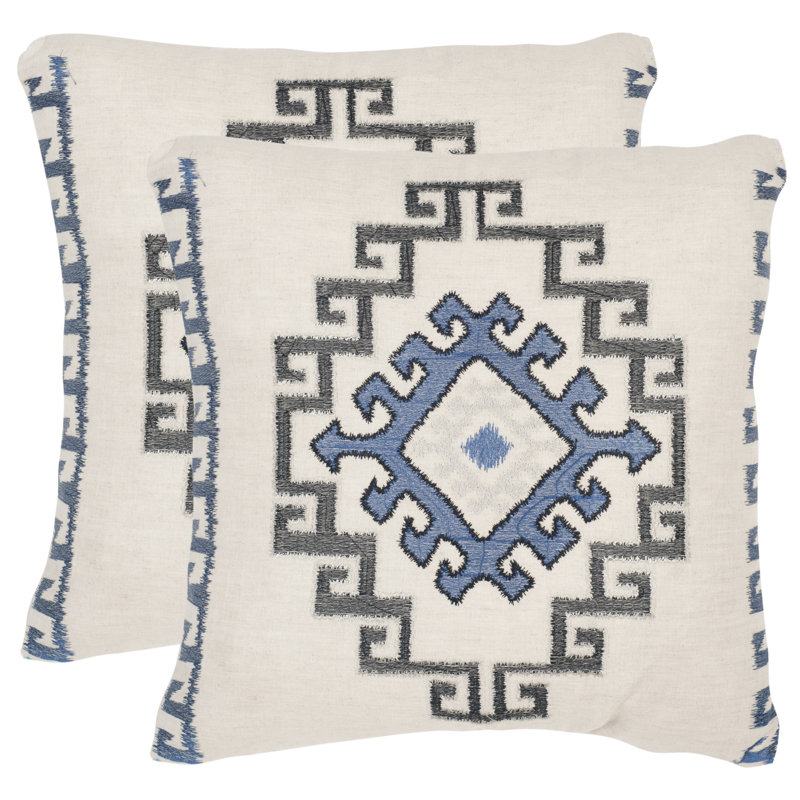 Embroidered Feather Throw Pillow
