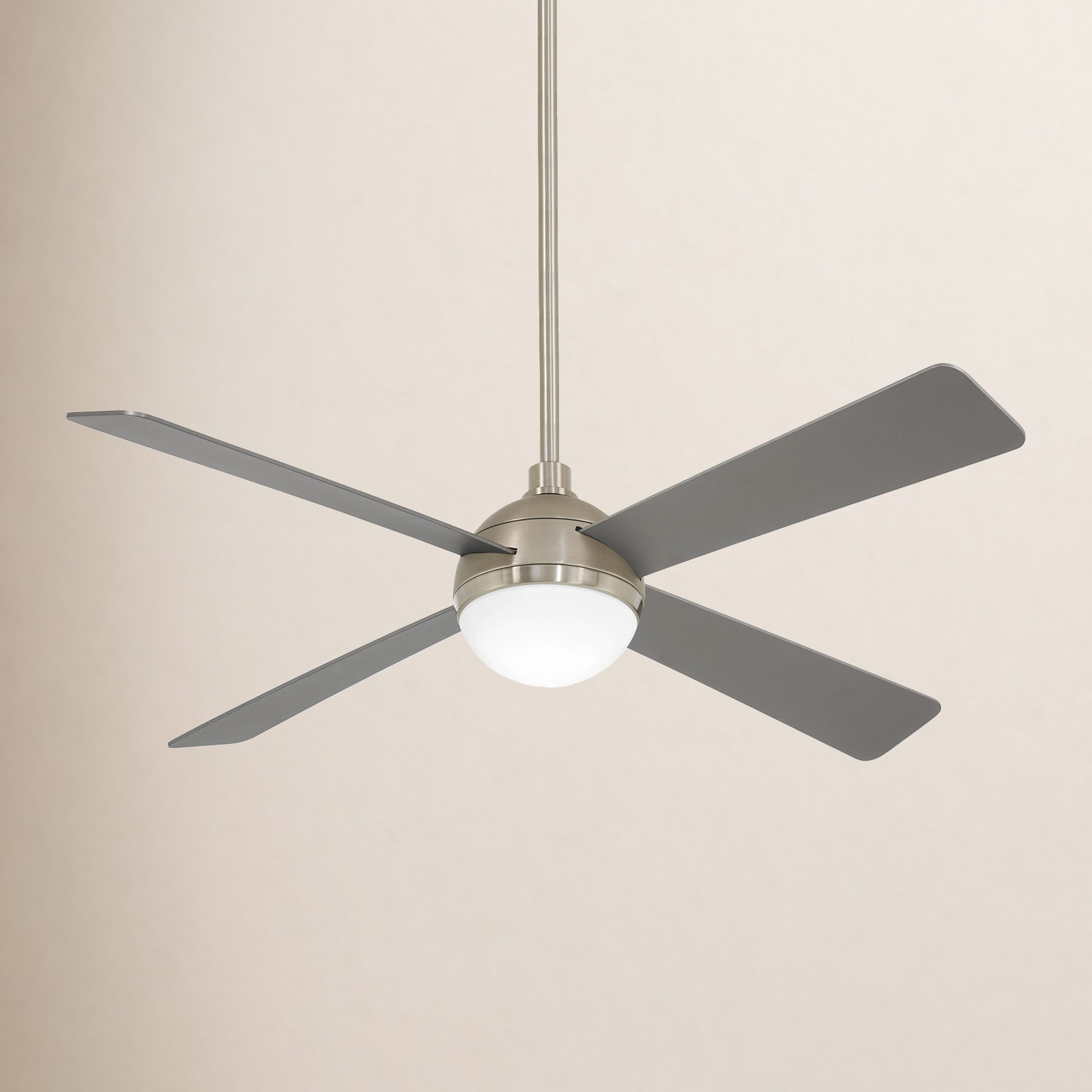 54" Ceiling Fan with LED Light Kit, Brushed Steel with Silver Blades