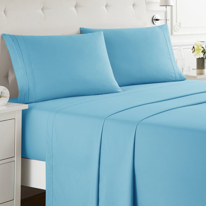 Double Brushed Hotel Luxury Sheet Set with Extra Soft Sheets & Pillowcases, Beach, Full
