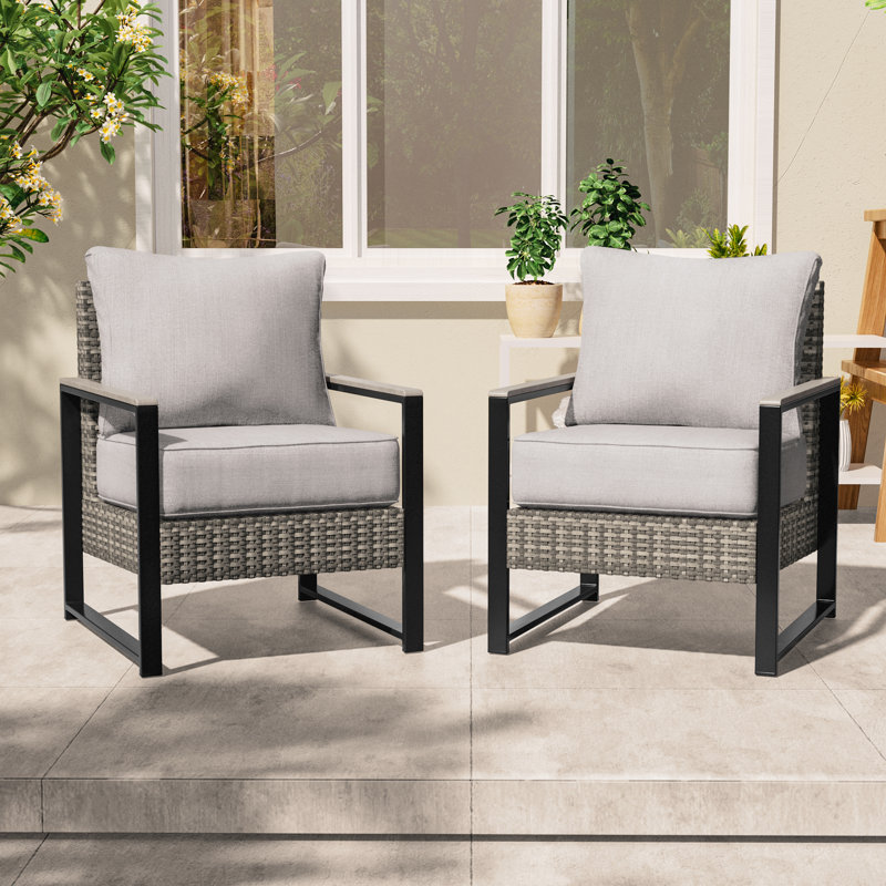 Henrie 2 Piece Patio Sofa Set with Cushion, Linen Gray