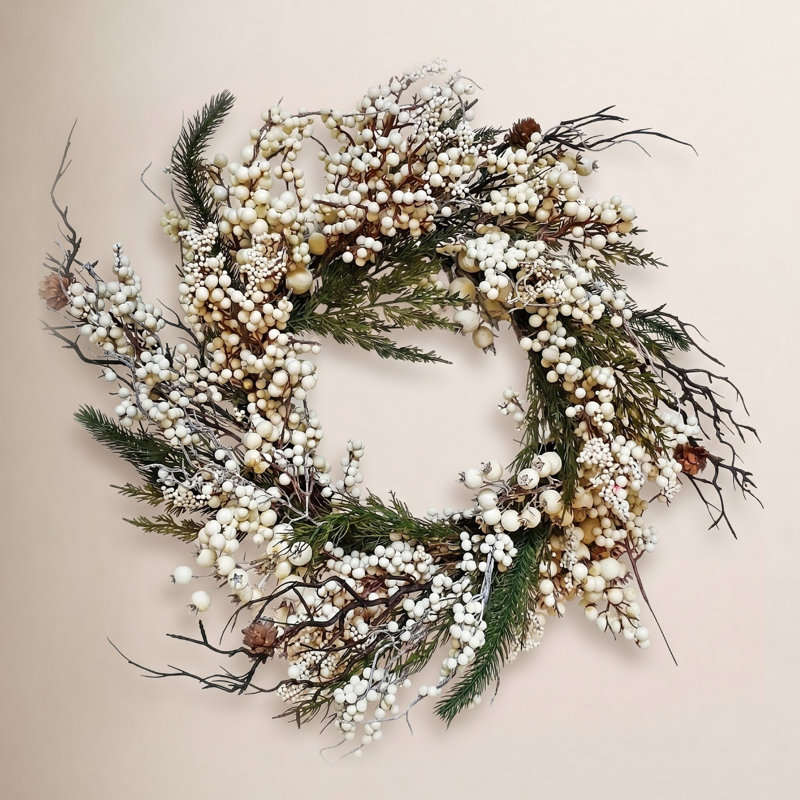 Couronne en mousse 26 po Berry Cedar, Blanc