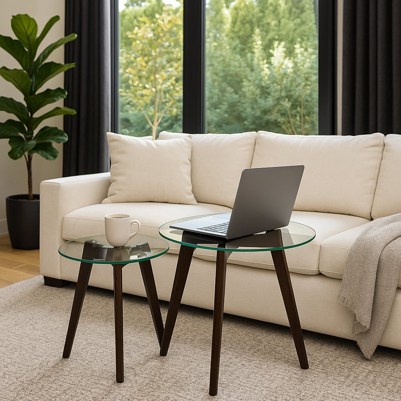 Ensemble de deux tables gigognes Ely, Brun