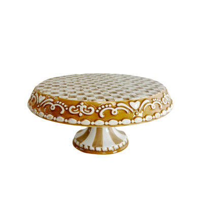 Mocha Check Gingerbread Pedestal Platter
