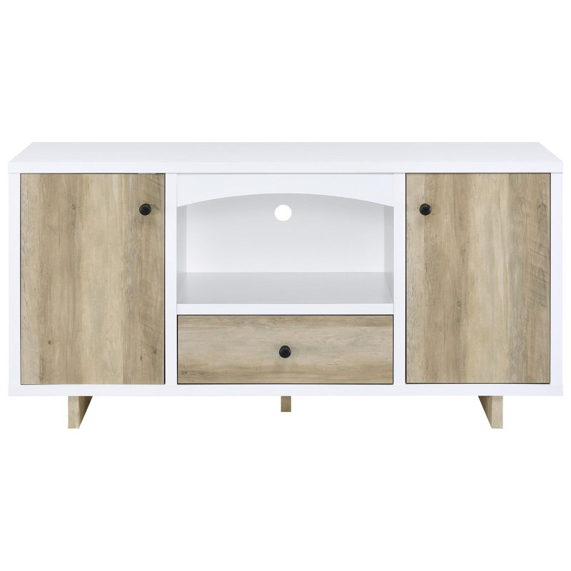 Crédence de rangement 2 portes Moyo Modern Modern - Pin blanc et pin vieilli