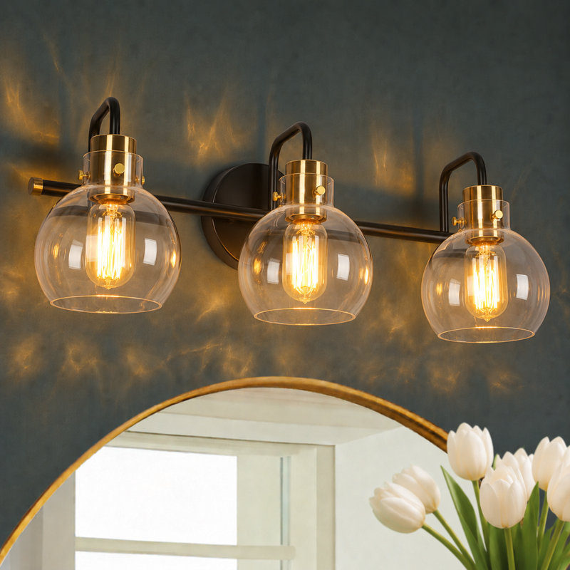 Christof 3 - Light Dimmable Vanity Light, Black/Brass, 3-Light