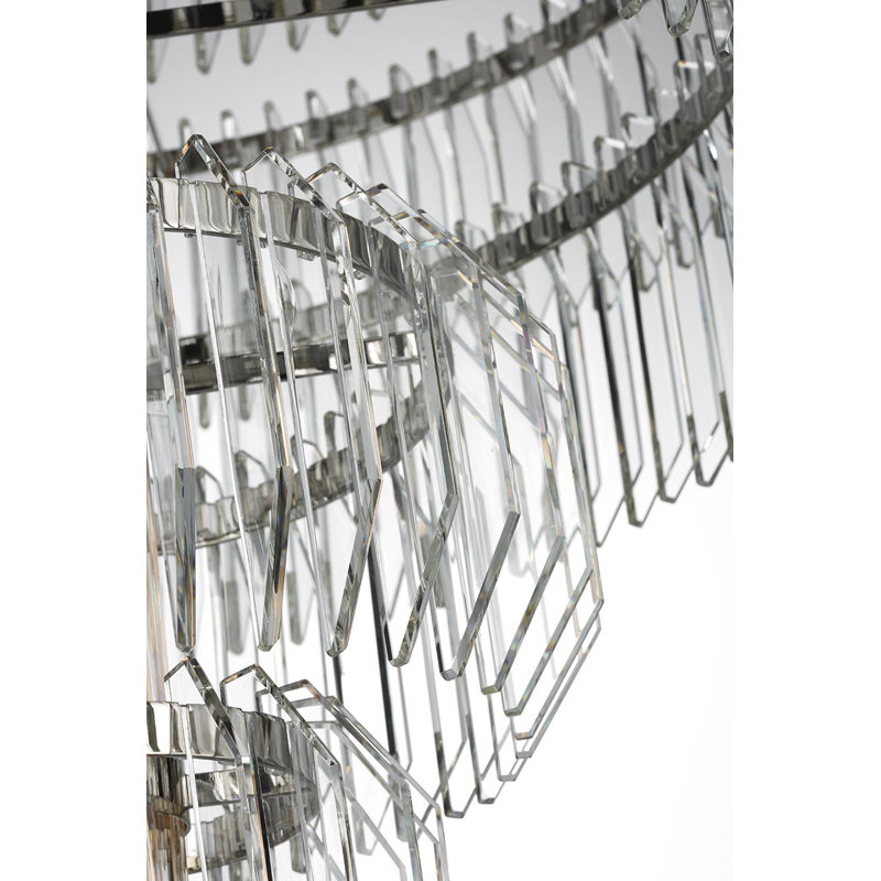 Waterford Killarney 32" Layered Chandelier with Clear Crystal, Polished Nickel