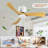 52 Inch Ceiling Fan No Light With Remote Control, Low Profile Flush Mount Ceiling Fan Without Light,Noiseless Reversible DC Motor With Timer