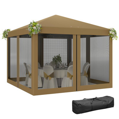 3x3m Pop Up Gazebo, Garden Tent Canopy with Removable Mesh Sidewall Netting