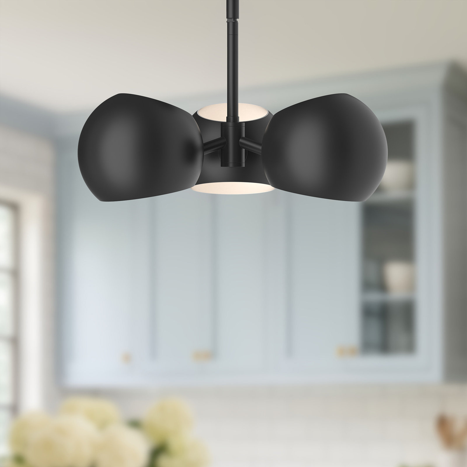 Willow 3 Light Glass Pendant, Matte Black, Matte Black