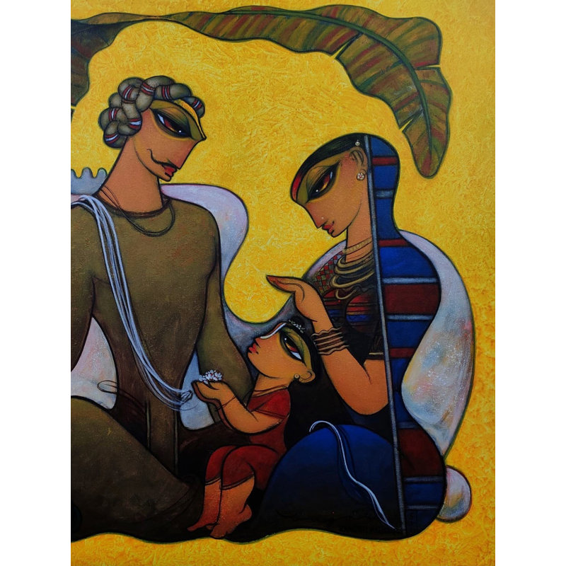 Famille heureuse | Acrylique sur toile | Par Ramesh Gujar