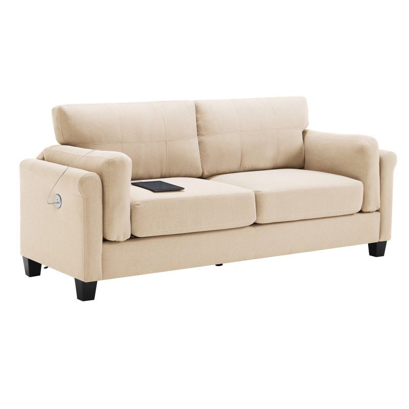 Surdimensionné en lin kaki, style moderne avec coussins confortables et sièges profonds pour chambre à coucher, Kaki