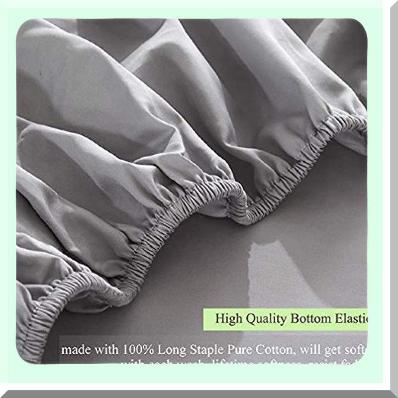 Luxury Cotton 400TC Deep Pocket Fitted Sheet - Queen Size Gray - Wrinkle Resistant - Soft & Smooth - Hotel Quality - Bedding Essential
