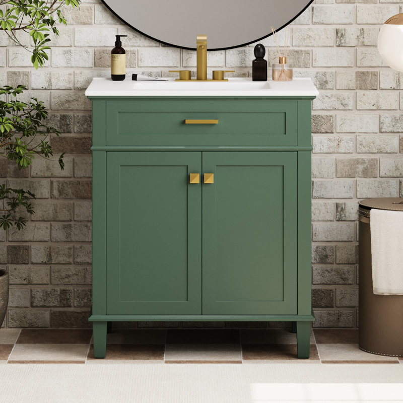 Meuble-lavabo de 30 pouces avec lavabo en céramique, porte à fermeture douce - pour les petites salles de bain dans le lavabo
