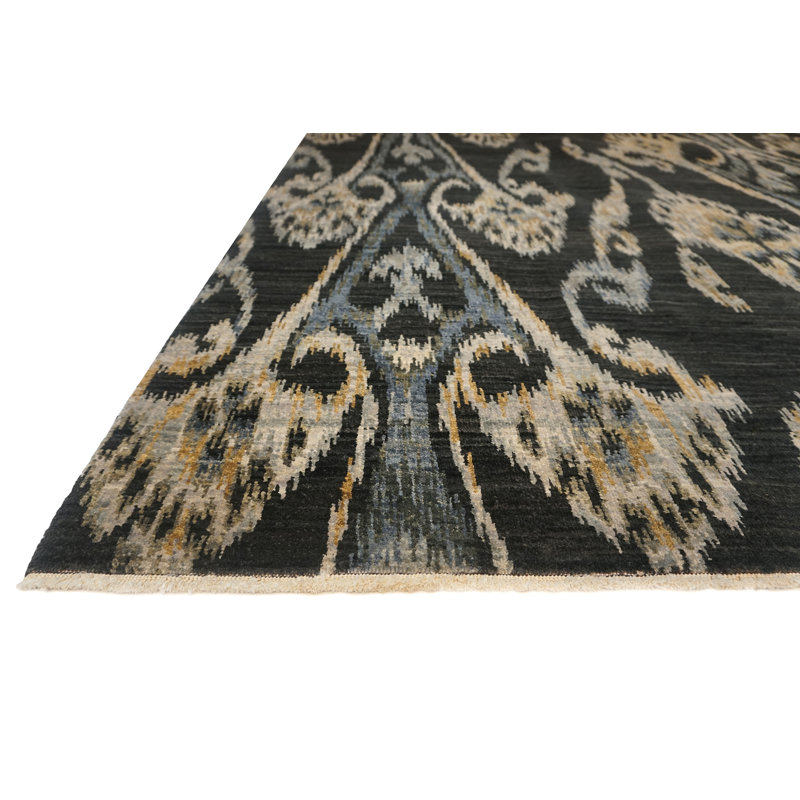 Jazz Hand Knotted Wool Area Rug in Charcoal, Rectangle 12' x 15'