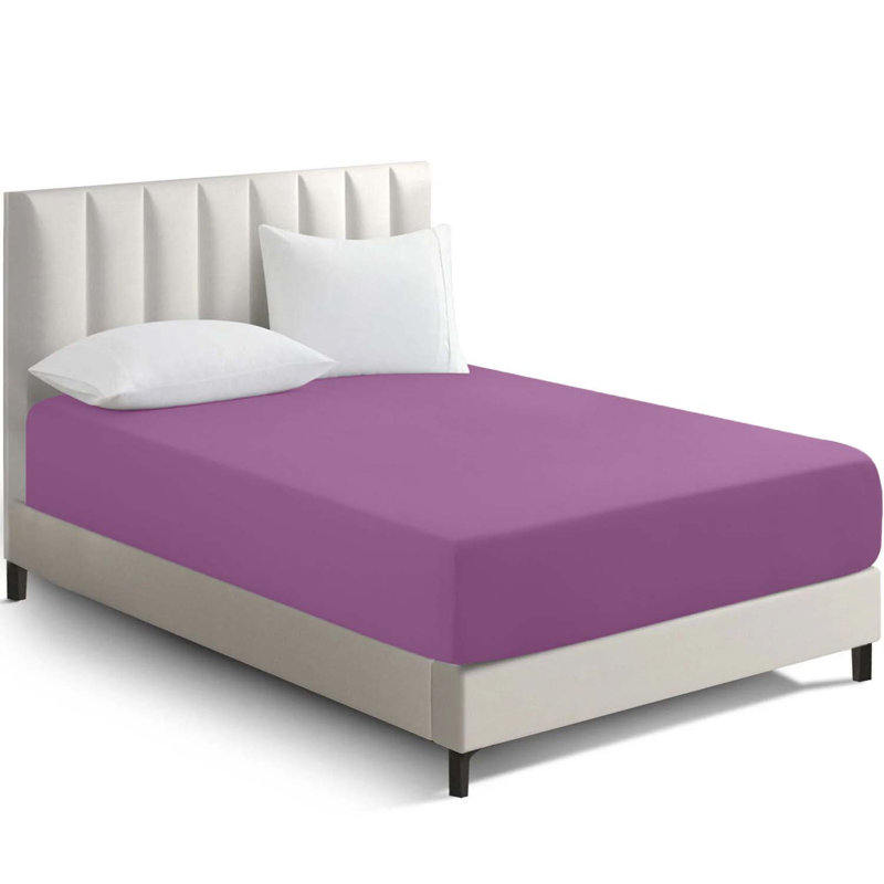 Super Luxury Microfiber 25 cm Plain Fitted Sheet , Purple, Kingsize (5')