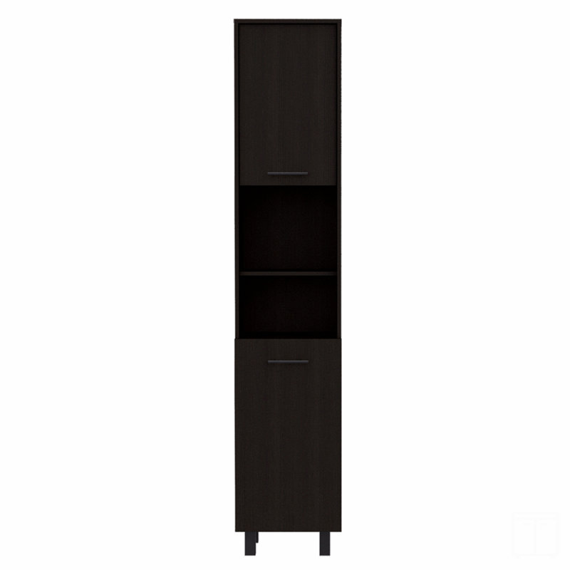 Kitchen Pantry H 79 ", deux tablettes de rangement ouvertes, trois tablettes internes, deux portes, quatre pieds