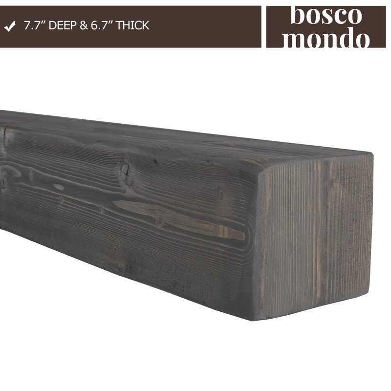 Pine Floating Shelf, Gray, 6.7" H x 72" W