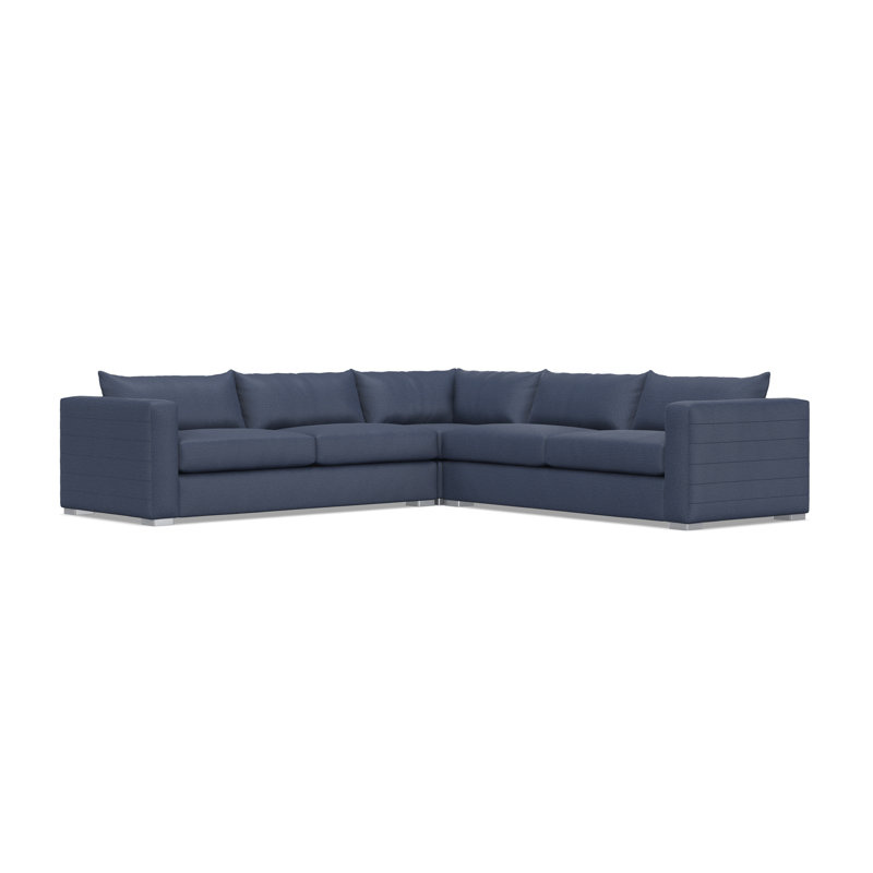 Sectional, Blue Polyester, 32.5" H x 120.5" W x 120.5" D