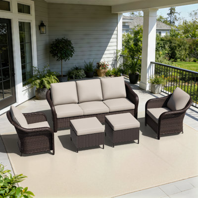 6-Piece All-Weather Wicker Patio Conversation Set