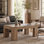 Grande table basse de 55 po en bois massif pour le salon, table de centre de ferme avec pieds robustes